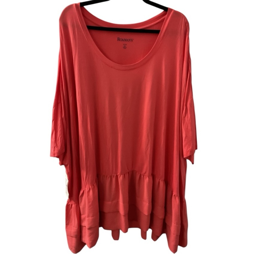 🦄 Roaman's Vibrant Coral Tunic Top